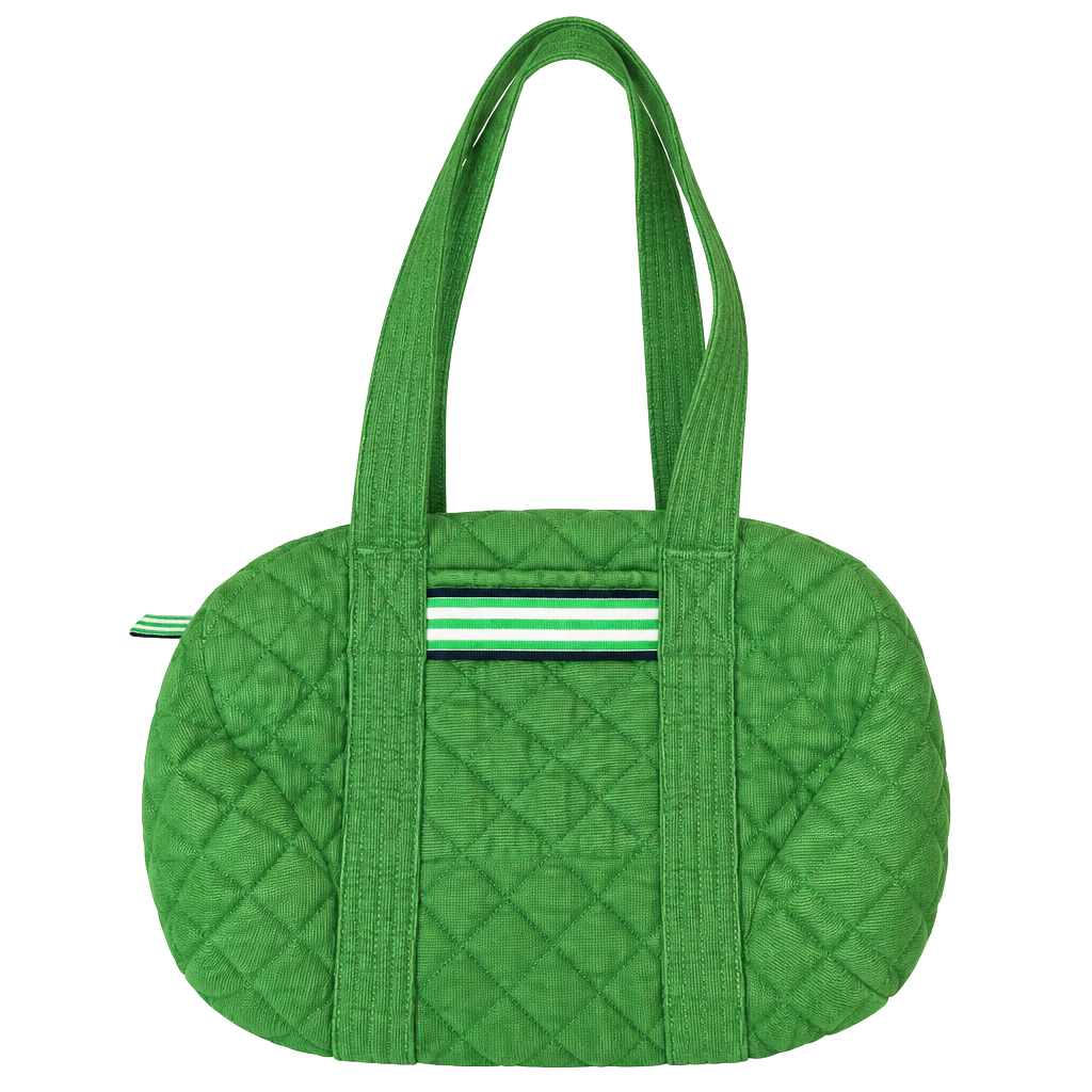 Pomegranate Green Quilted Duffel Bag with Accent Trim 1