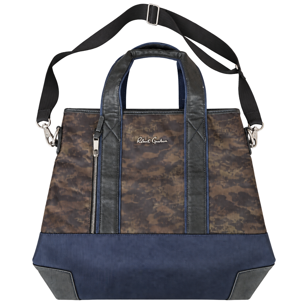 Robert Graham Camouflage Tote Bag Brown Black Leather 1