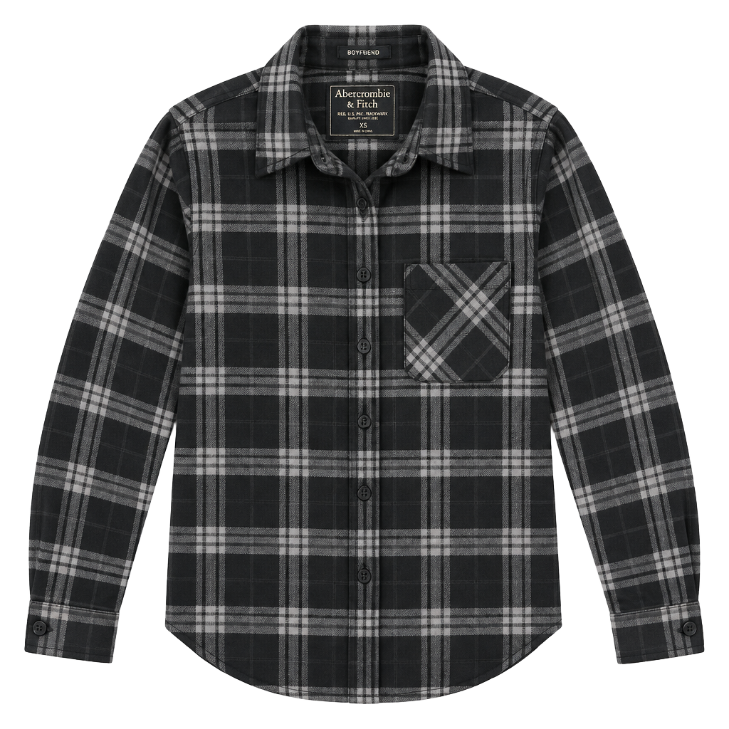 Abercrombie & Fitch Boyfriend Plaid Flannel Shirt Size XS Black 1