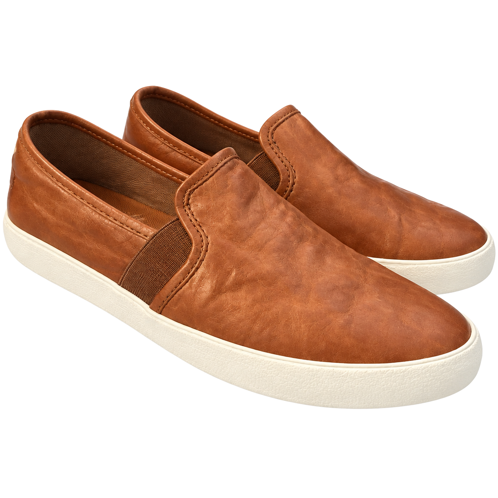 FRYE Slip On Sneakers Brown Leather Shoes 6 1