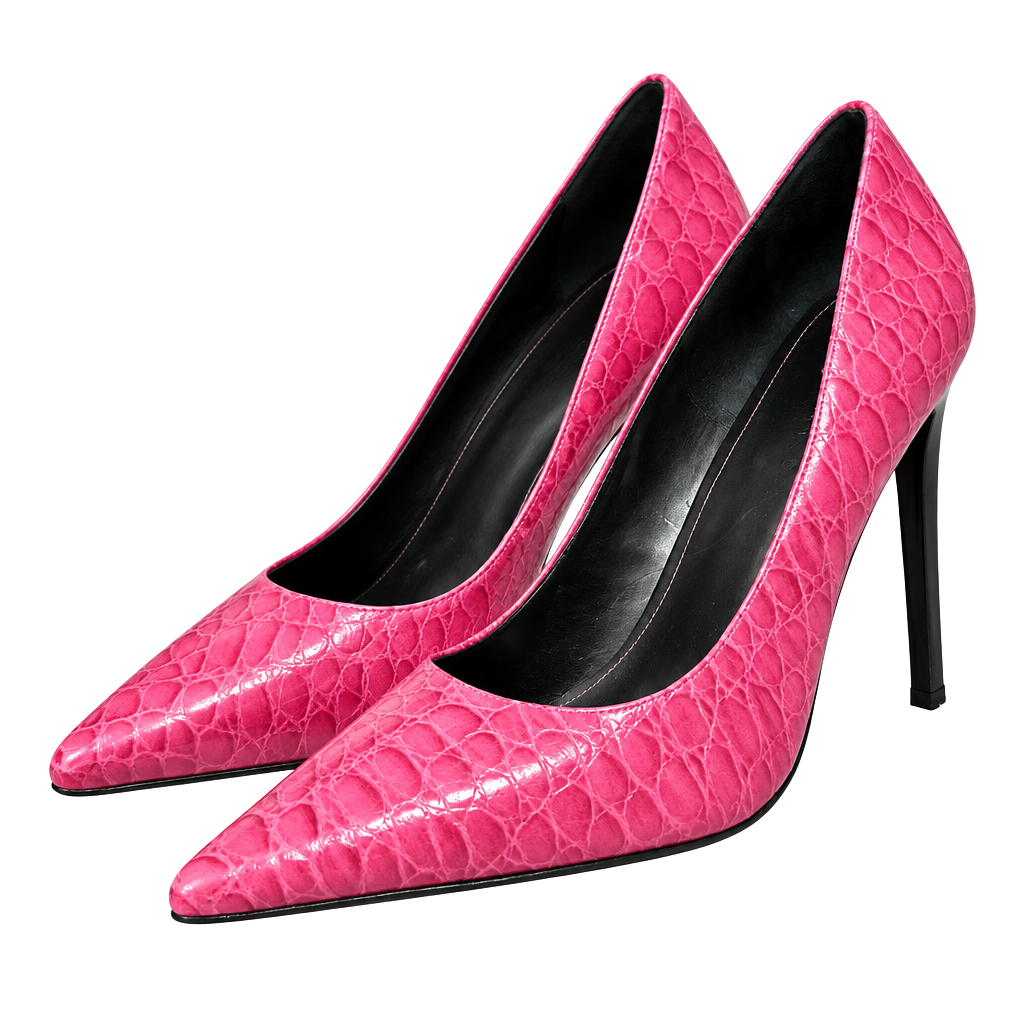 Gianni Bini Pumps Size 8M Pink Croc Embossed Leather Stiletto Heels 1