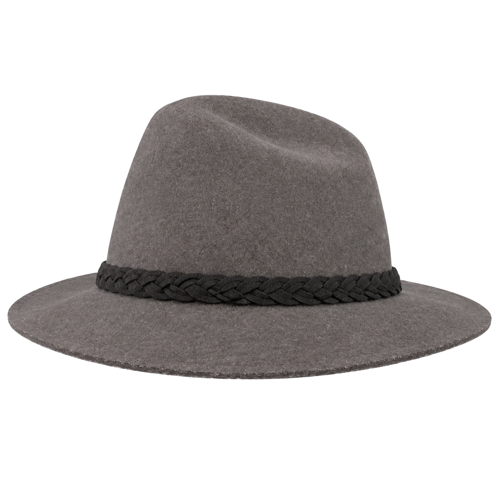 Tart Wool Fedora Hat One Size Grey Braided Band 1