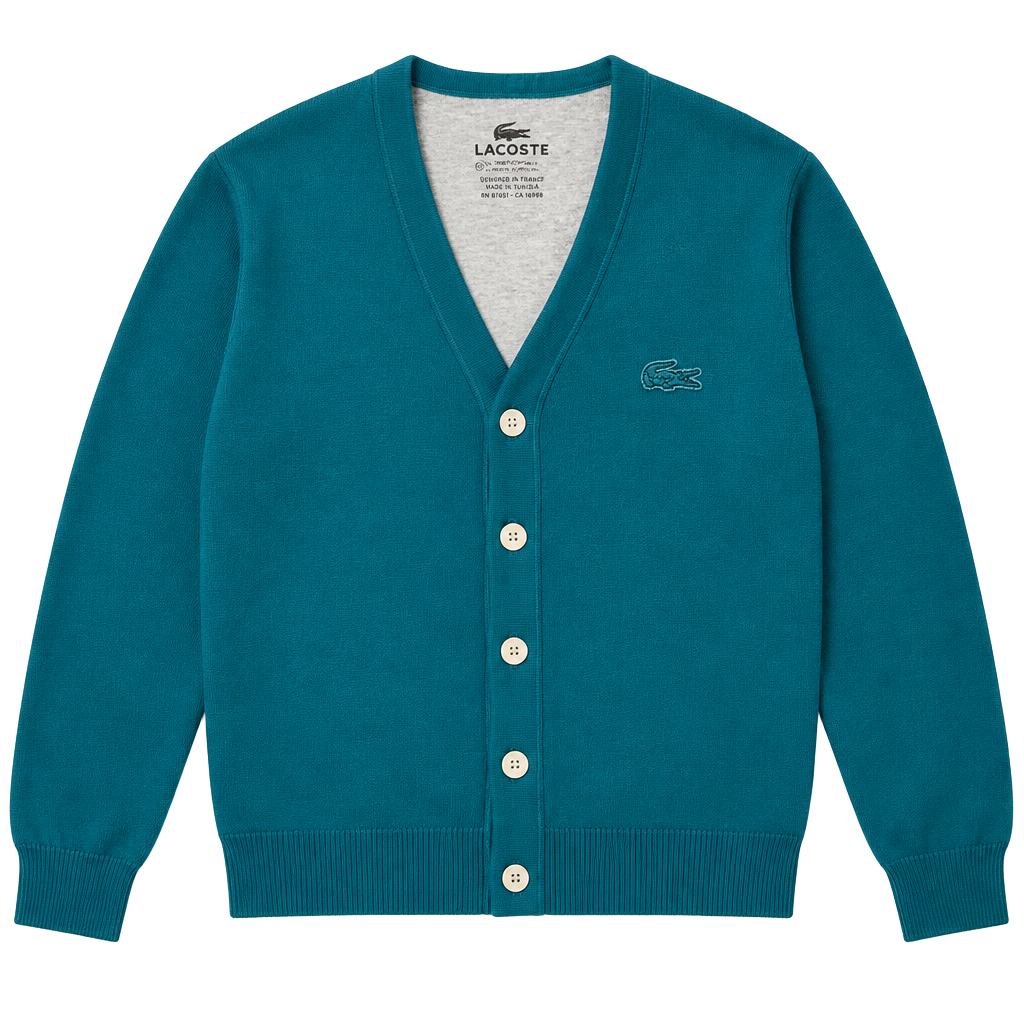 Lacoste Hoodie Size 6 Teal Blue Button Up Pullover Lg 1