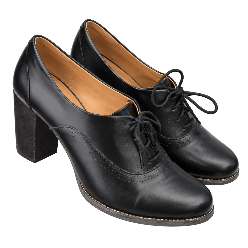 Clark’s Black Leather Oxford Heels 9 1