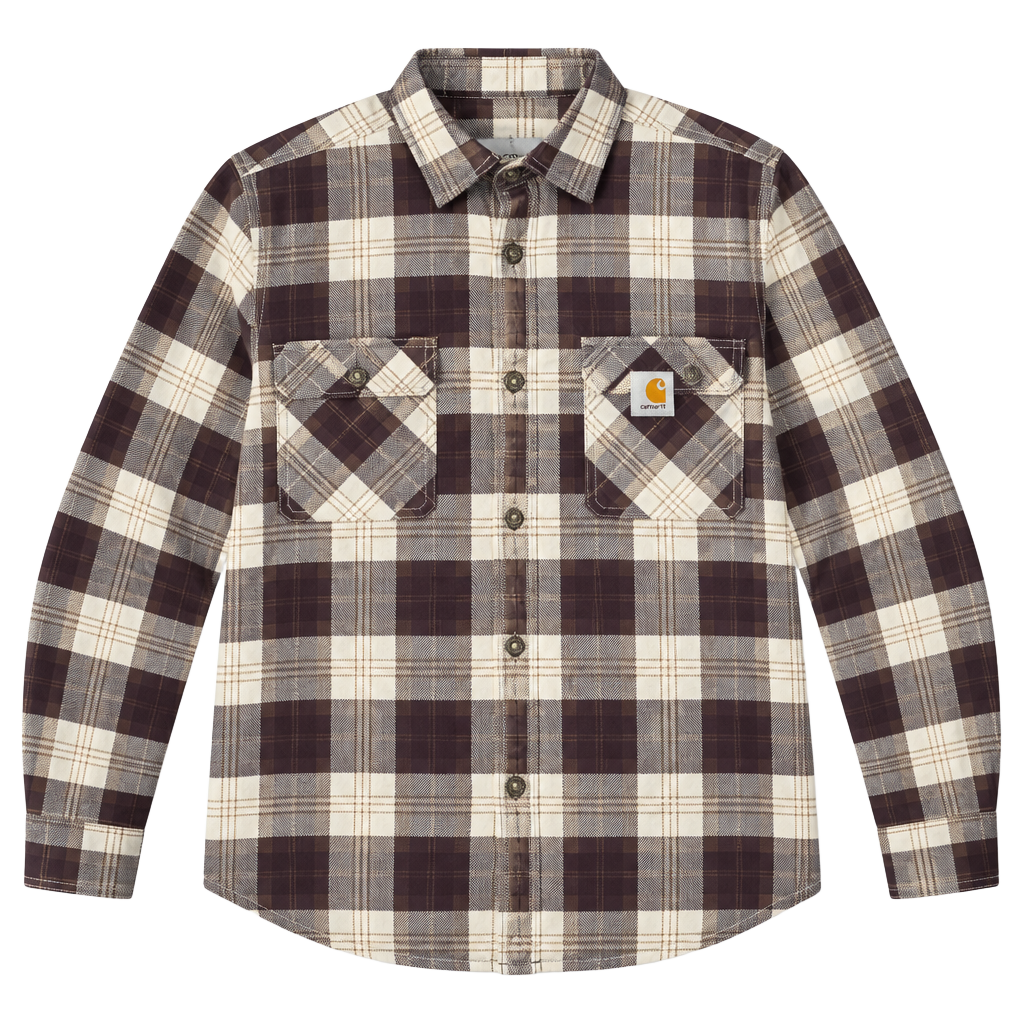 Carhartt For Women Plaid Flannel Shirt Size S Purple White Long Sleeve 1