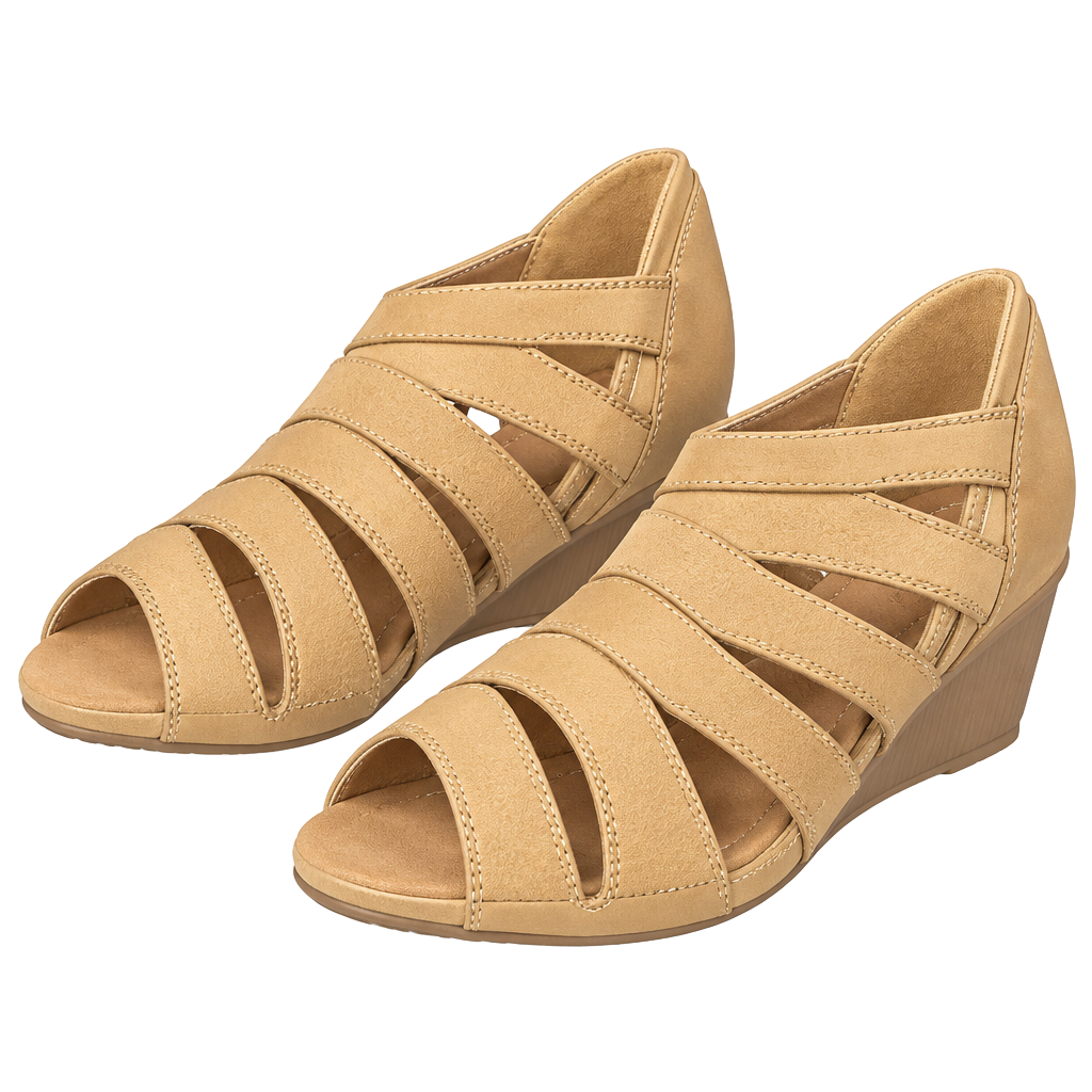 Franco Sarto Nude Leather Strappy Block Heel Sandals 8 1