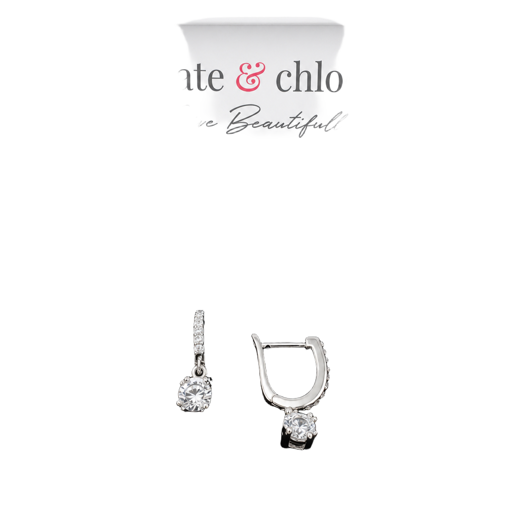 Cate & Chloe McKenzie 18k White Gold Plated Dangling Earrings CZ 1