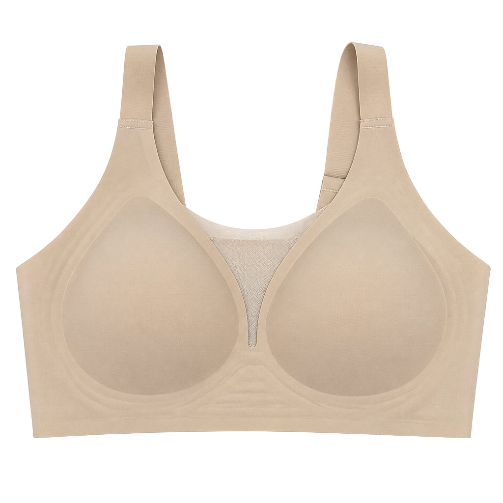 Women’s Seamless Full Coverage Bra Beige Nude Size 3XL Wireless Padded Comfort 1