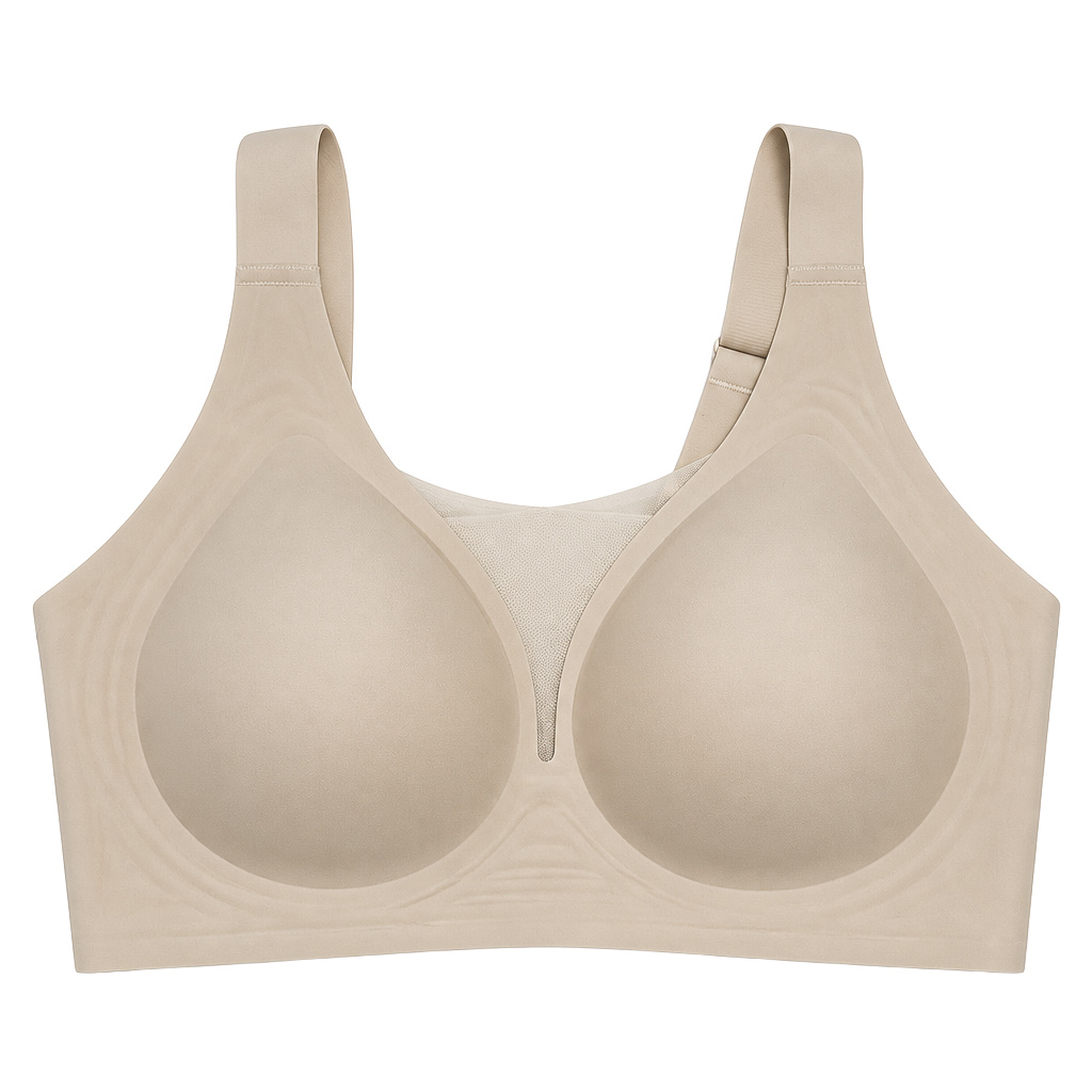Women’s Seamless Full Coverage Bra Beige Nude Size 4xL Wireless Padded Comfort 1