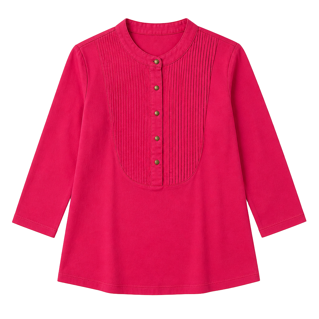 Lauren Ralph Lauren Women’s Pink Pleated Front Tunic Top 1X Button Blouse 1