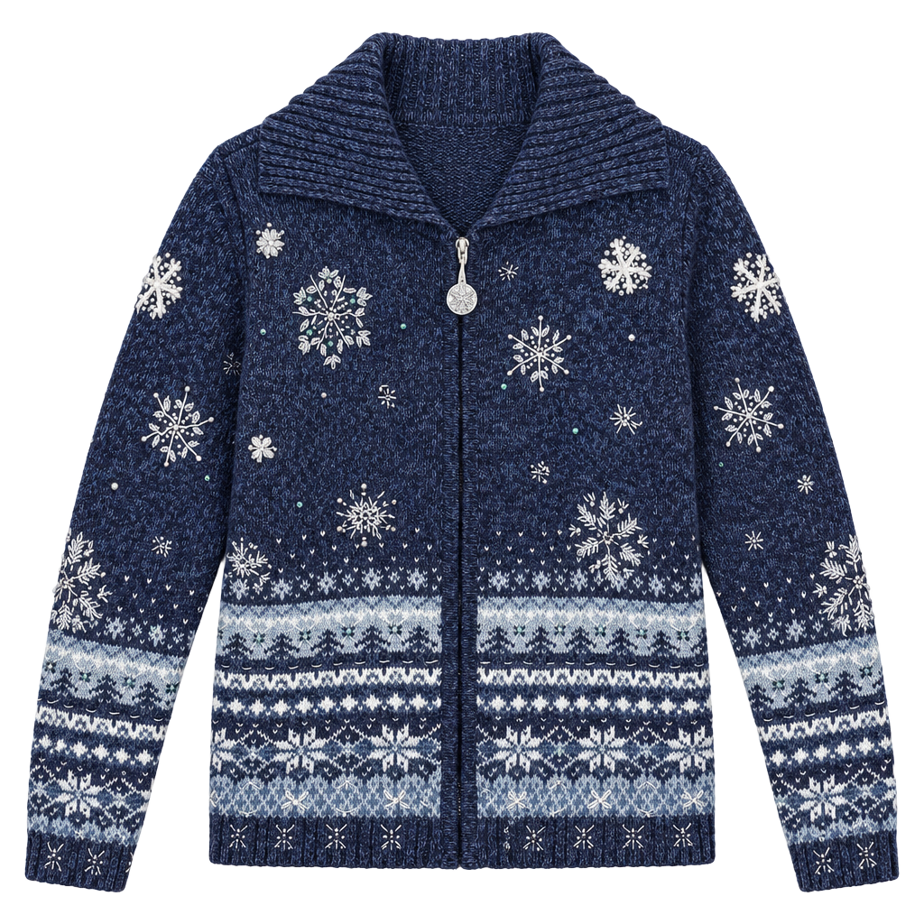 Vintage Tiara International Christmas Sweater M Beaded Snowflake Nordic Cardigan 1