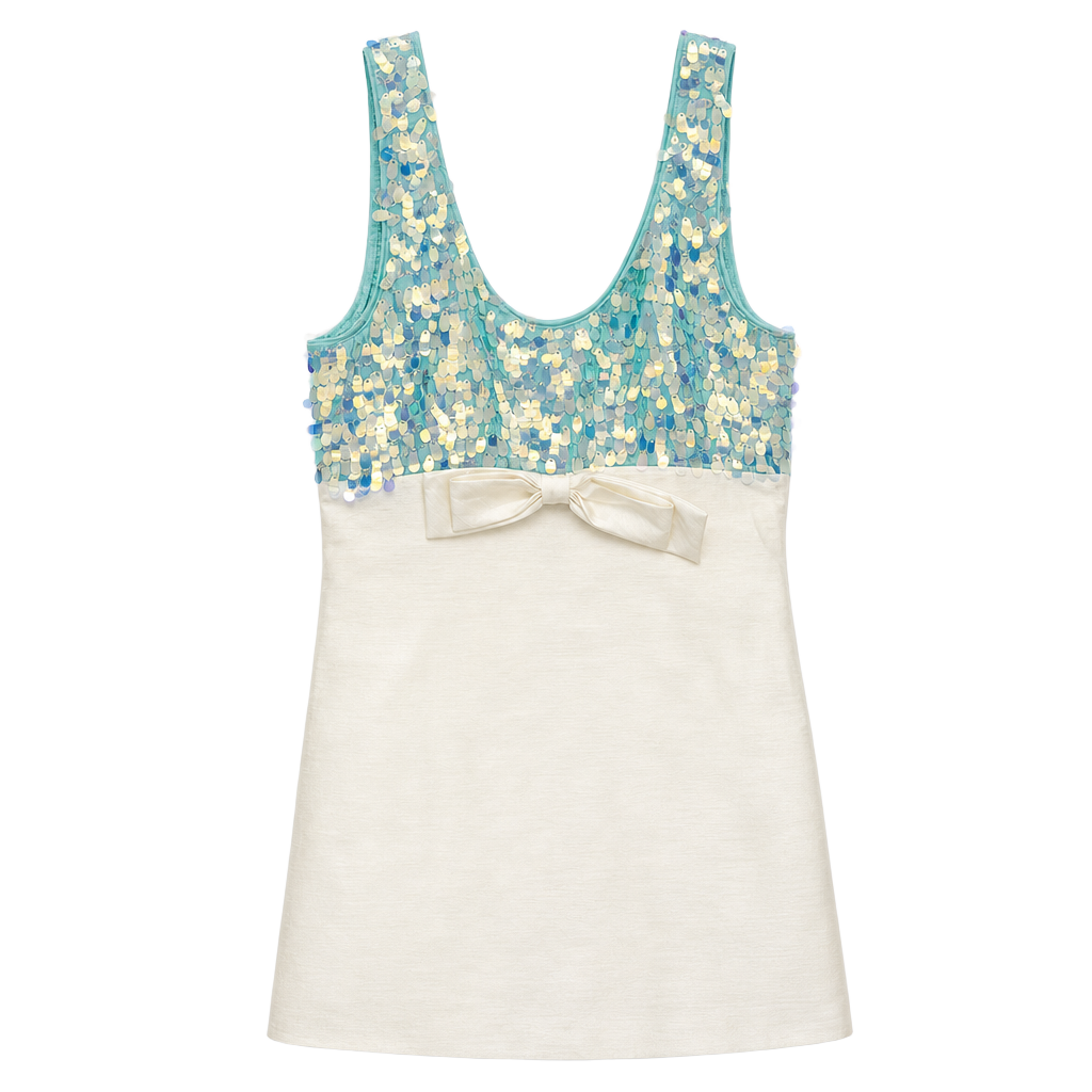 Kimchi Blue Urban Outfitters Sparkle Mermaid Bow Sequin Party Mini Dress M 1