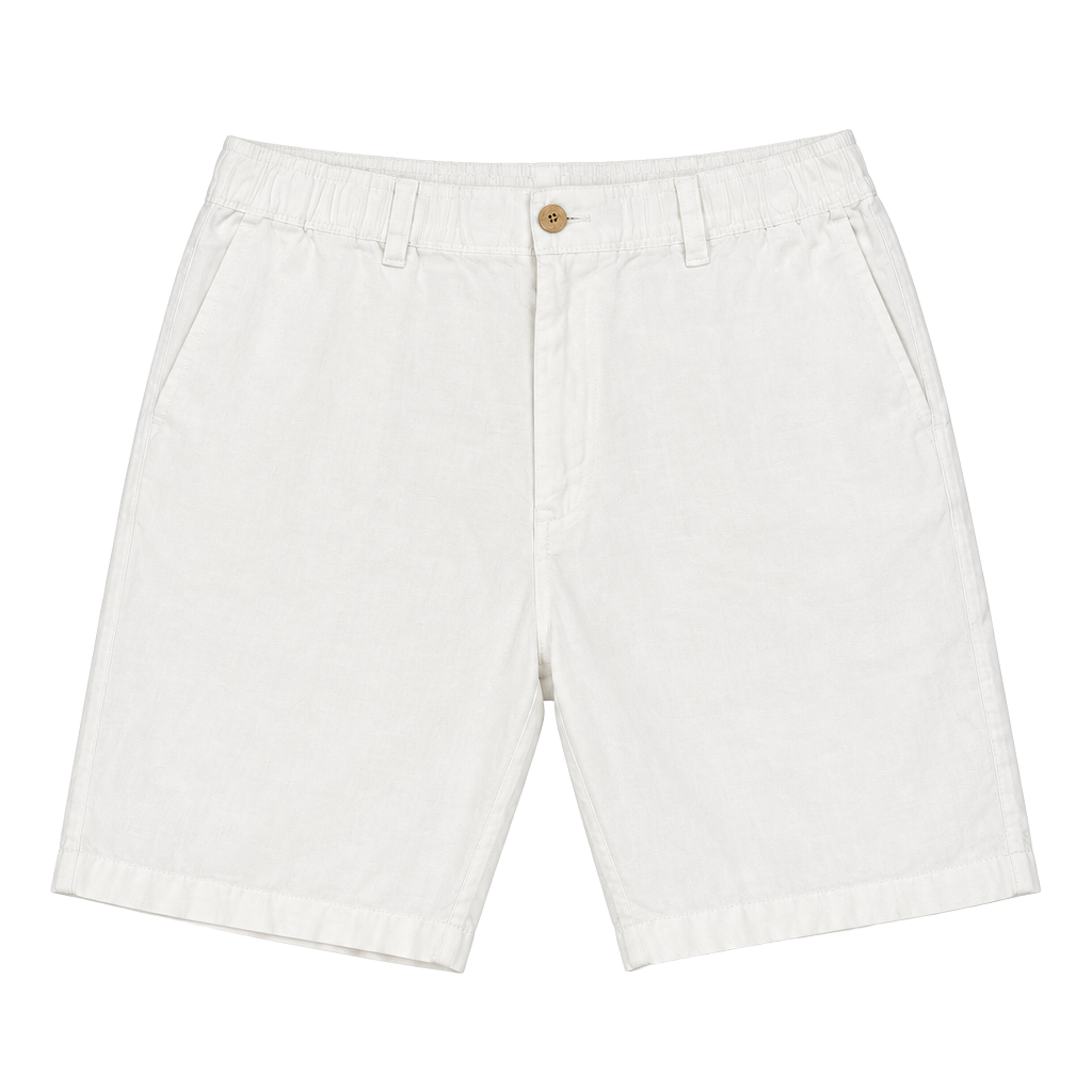 Caribbean Linen Shorts Size 36 White 100% Linen Elastic Waist Coastal Beach 1