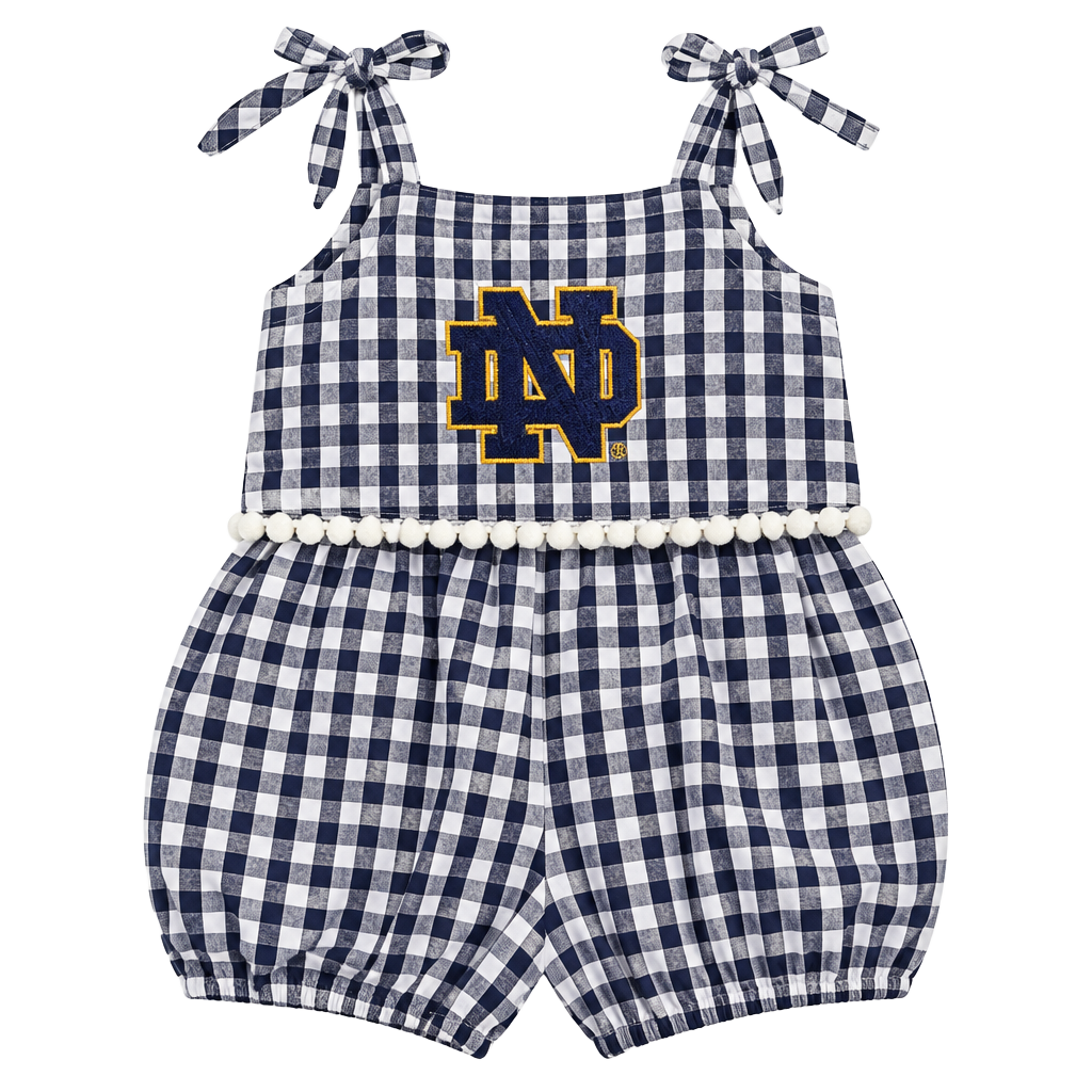 Garb Notre Dame Fighting Irish Girls Infant 6 M Teagan Gingham Ruffled Romper 1