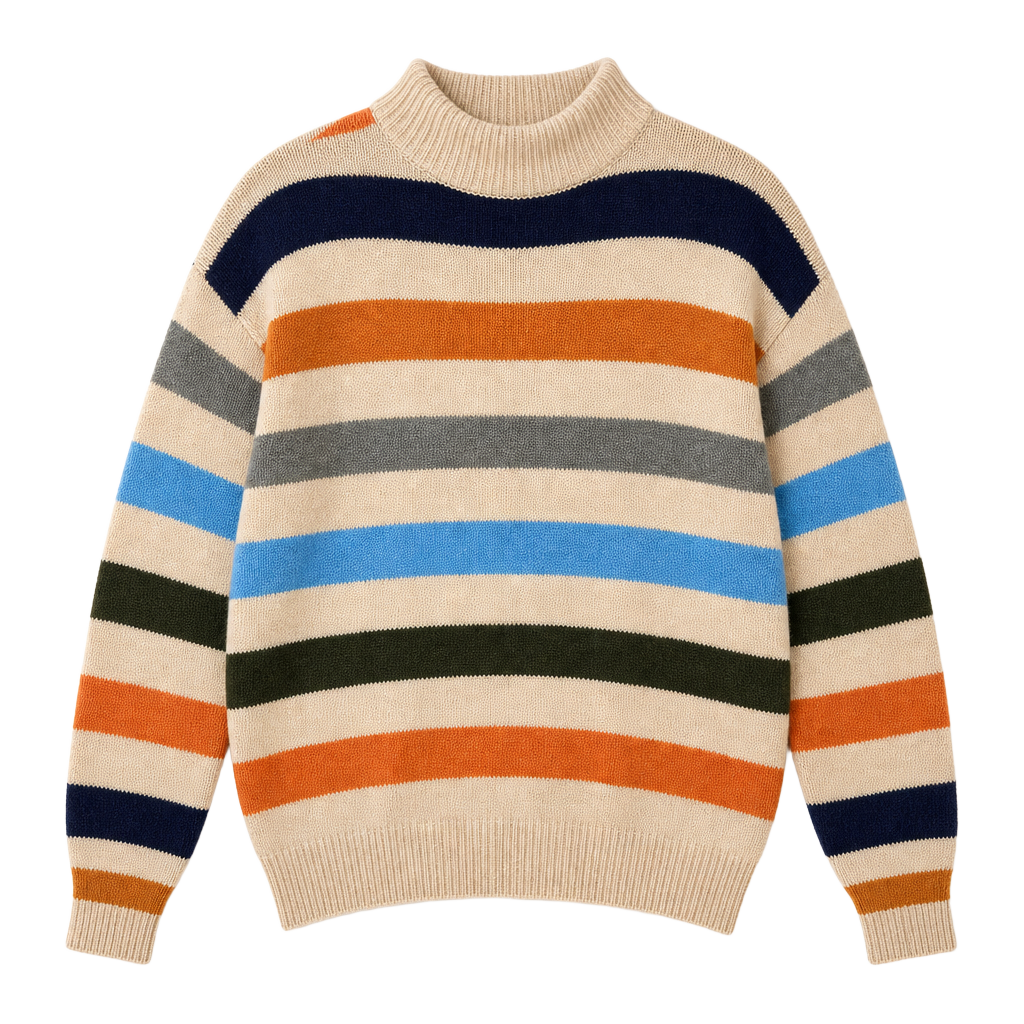 St. John's Bay Women's Striped Mock Neck Granola Coastal Sweater Button Back XS 1