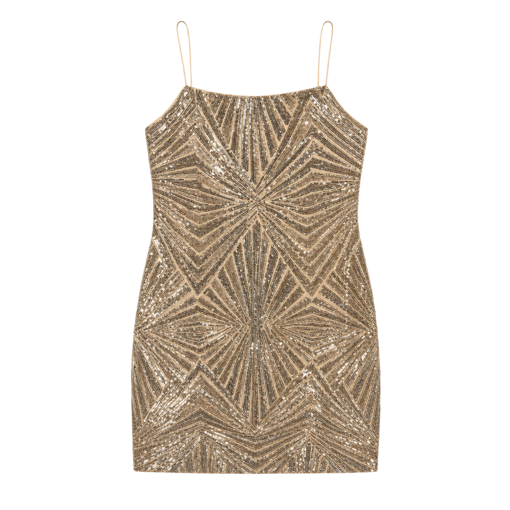 Lulus NWT Gold & Silver Sequin Geometric Bodycon Mini Dress NYE Holiday Party 1