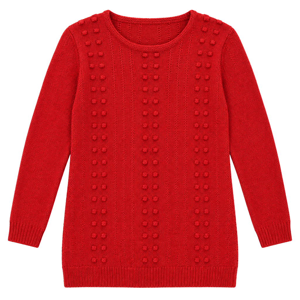 Joe Fresh Women’s Small Red Bobble Knit Sweater Textured Pullover Cozy Crewneck 1