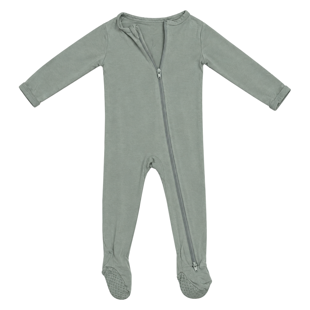 Kyte Baby Footed Sleeper 6-12 Months Light Sage Green Bamboo Viscose 1