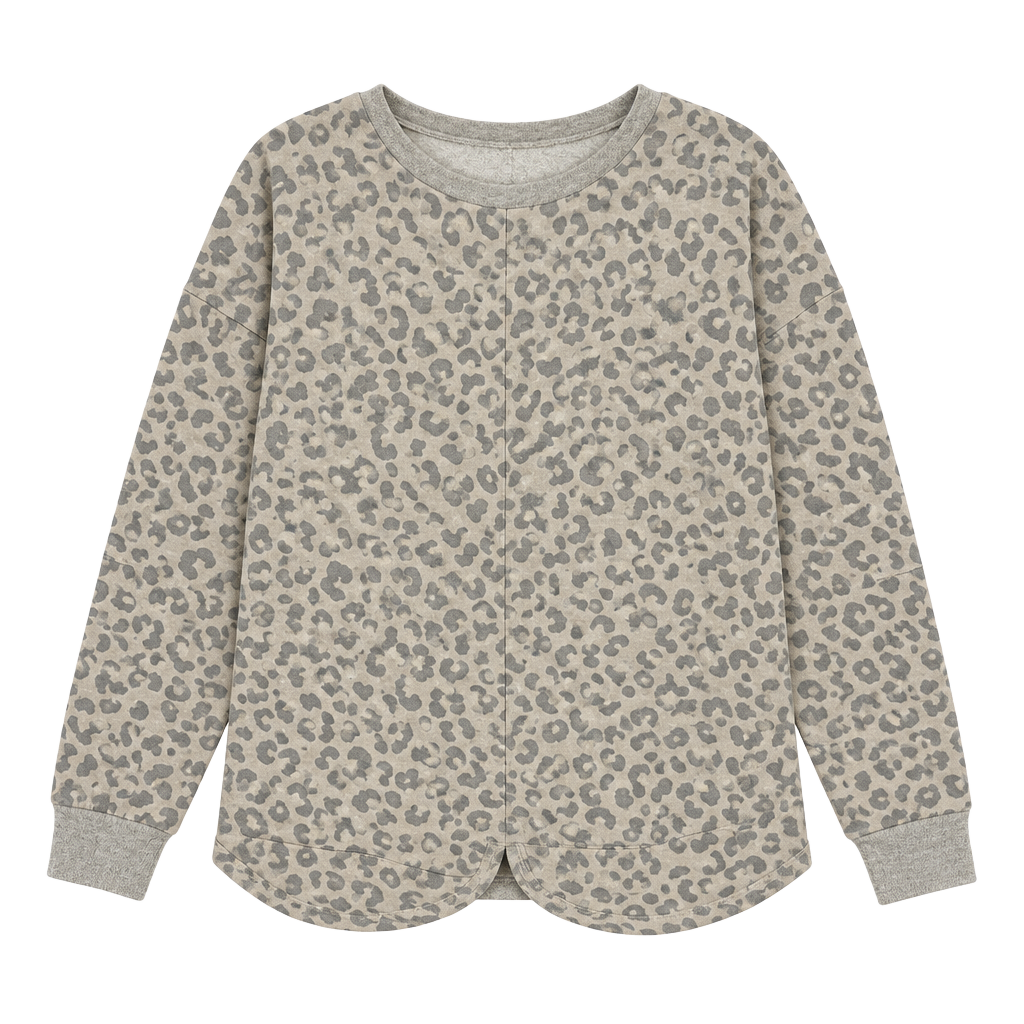 BKE Leopard Print Sweatshirt Size S Gray Beige Crewneck Pullover 1