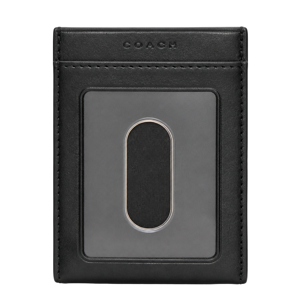 Coach Leather ID Badge Card Holder Slim Wallet 1