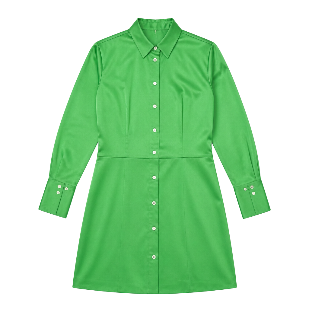FRAME Strong Shoulder Silk-Blend Mini Dress in Bright Peridot 1