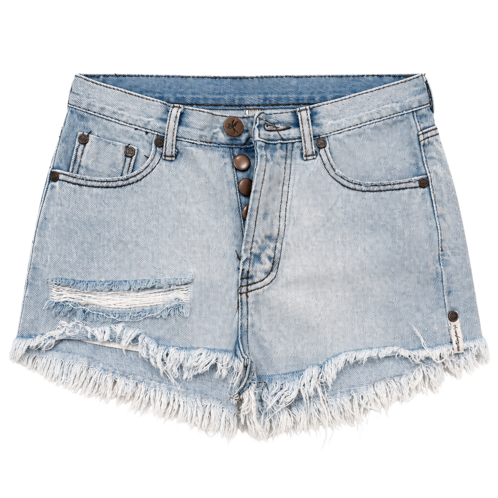 One Teaspoon Bahama Blue Outlaws Low Waist Mid Length Denim Shorts Size 22 Light 1