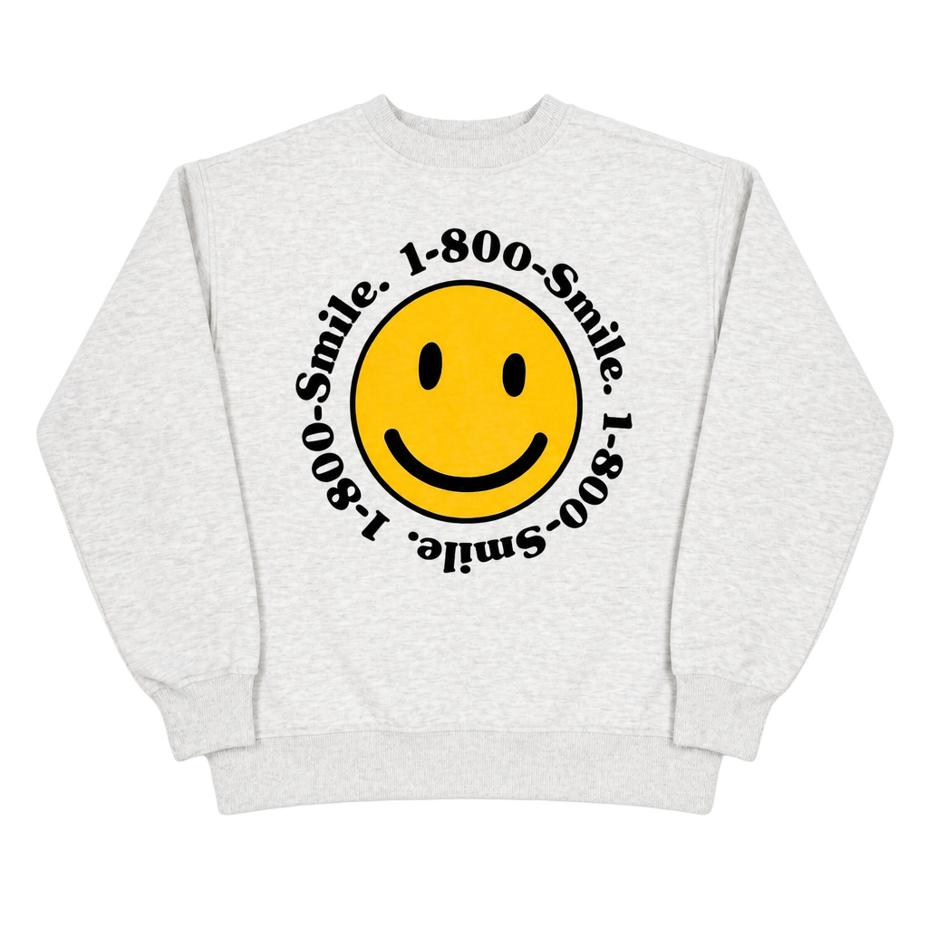 Bailey Rose 1-800-Smile Yellow Smiley Face Graphic Crewneck Sweatshirt 1