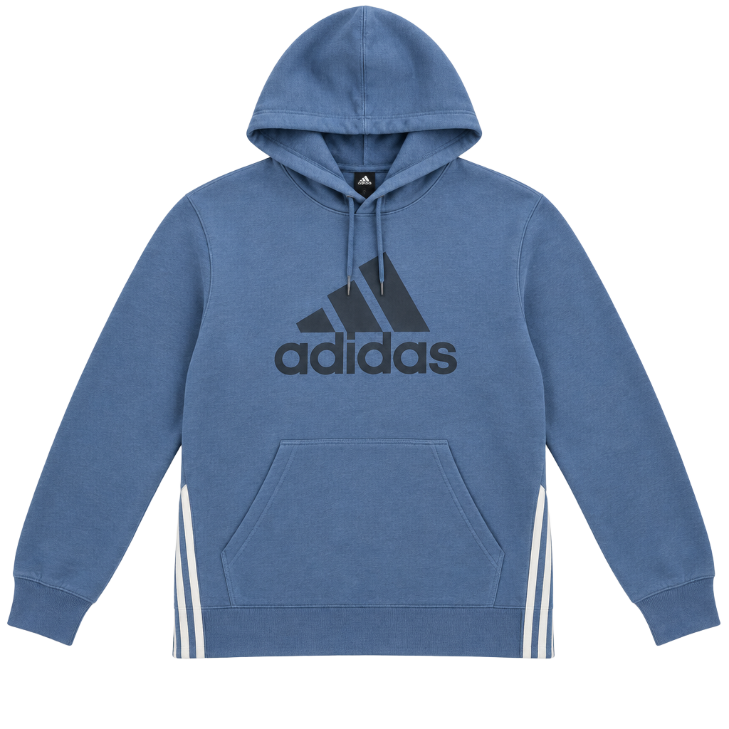 Adidas Pullover Hoodie Size M Blue Cotton Stretch Slit Casual Wear 1