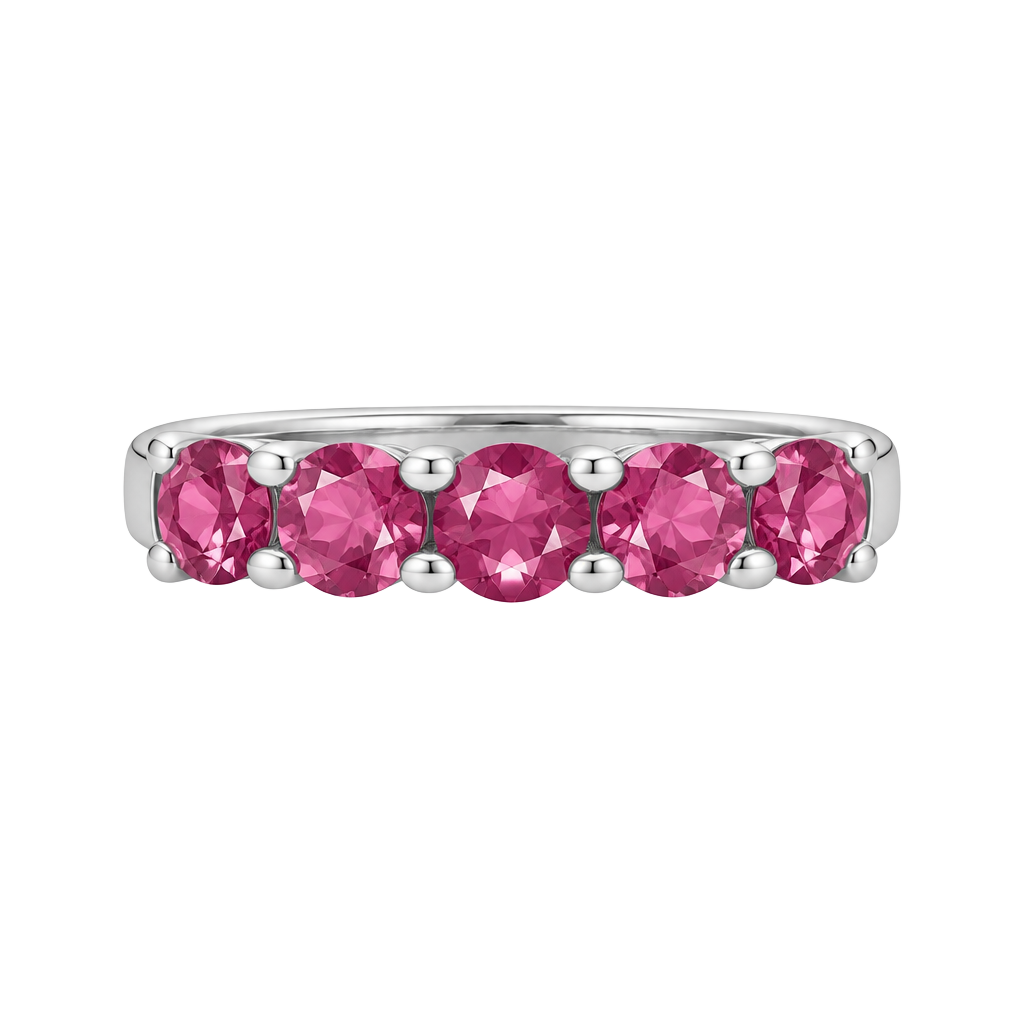 Silver tone Pink Ruby stone Cluster Ring stamped 925 1