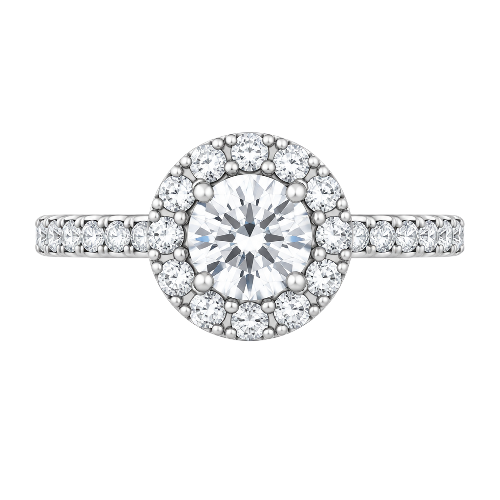 Halo Engagement Ring Sterling Silver Moissanite Center Stone Stamped 925 size 6 1