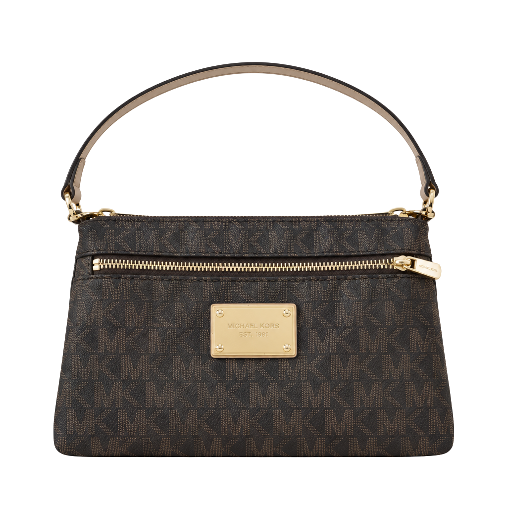 Michael Kors Jet Set Signature Brown Logo Wristlet 1