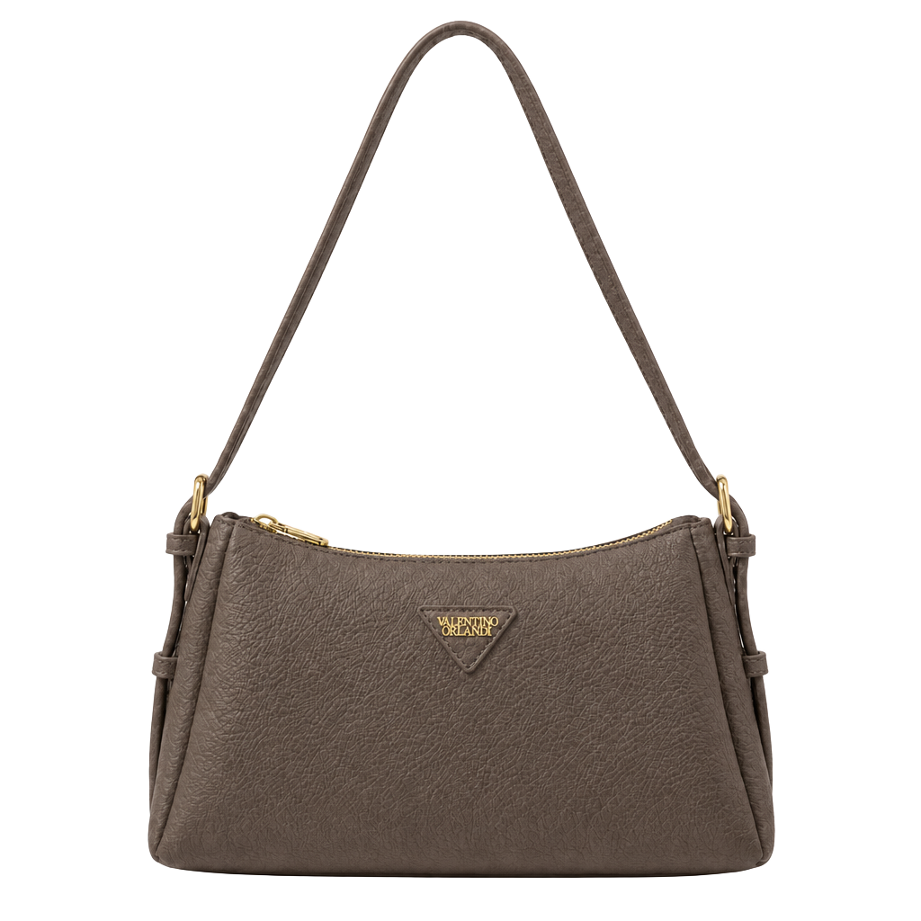 Valentino Orlandi Brown Pebbled Leather Shoulder Bag 1