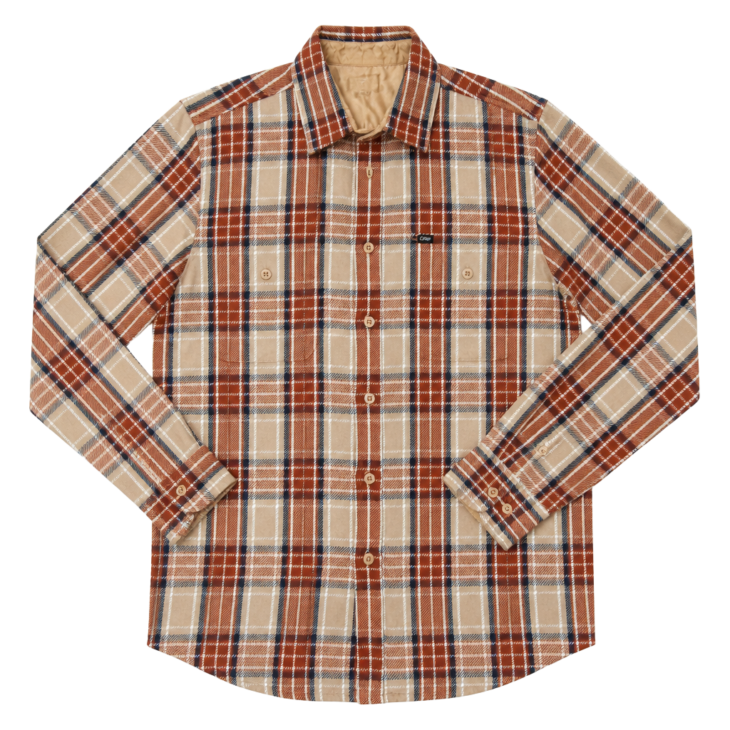 Obey Men's Plaid Flannel Button-Up Long Sleeve Shirt Brown Orange Size M 1