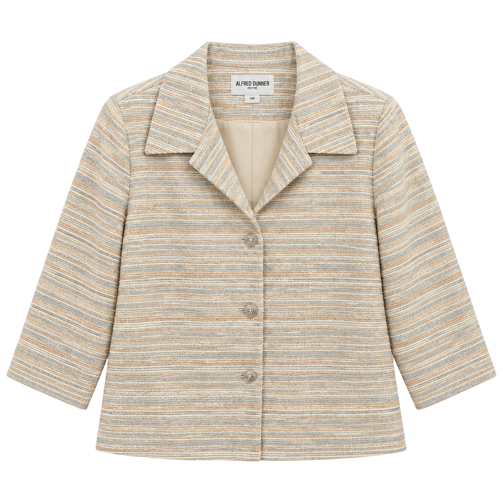 Alfred Dunner Blazer Size 14P Striped Multicolor Tweed Jacket 1