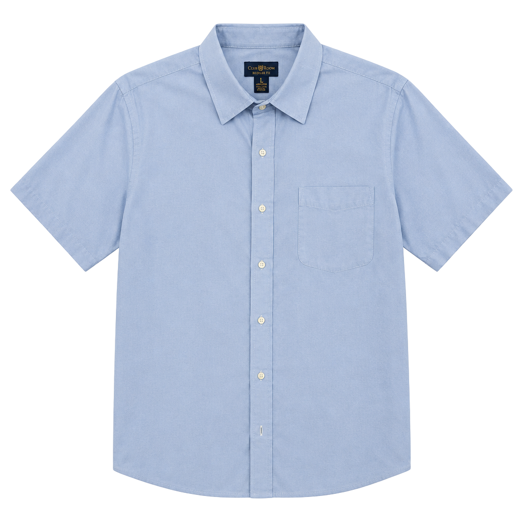 Club Room Short Sleeve Dress Shirt XL 17 Light Blue Regular Fit 1