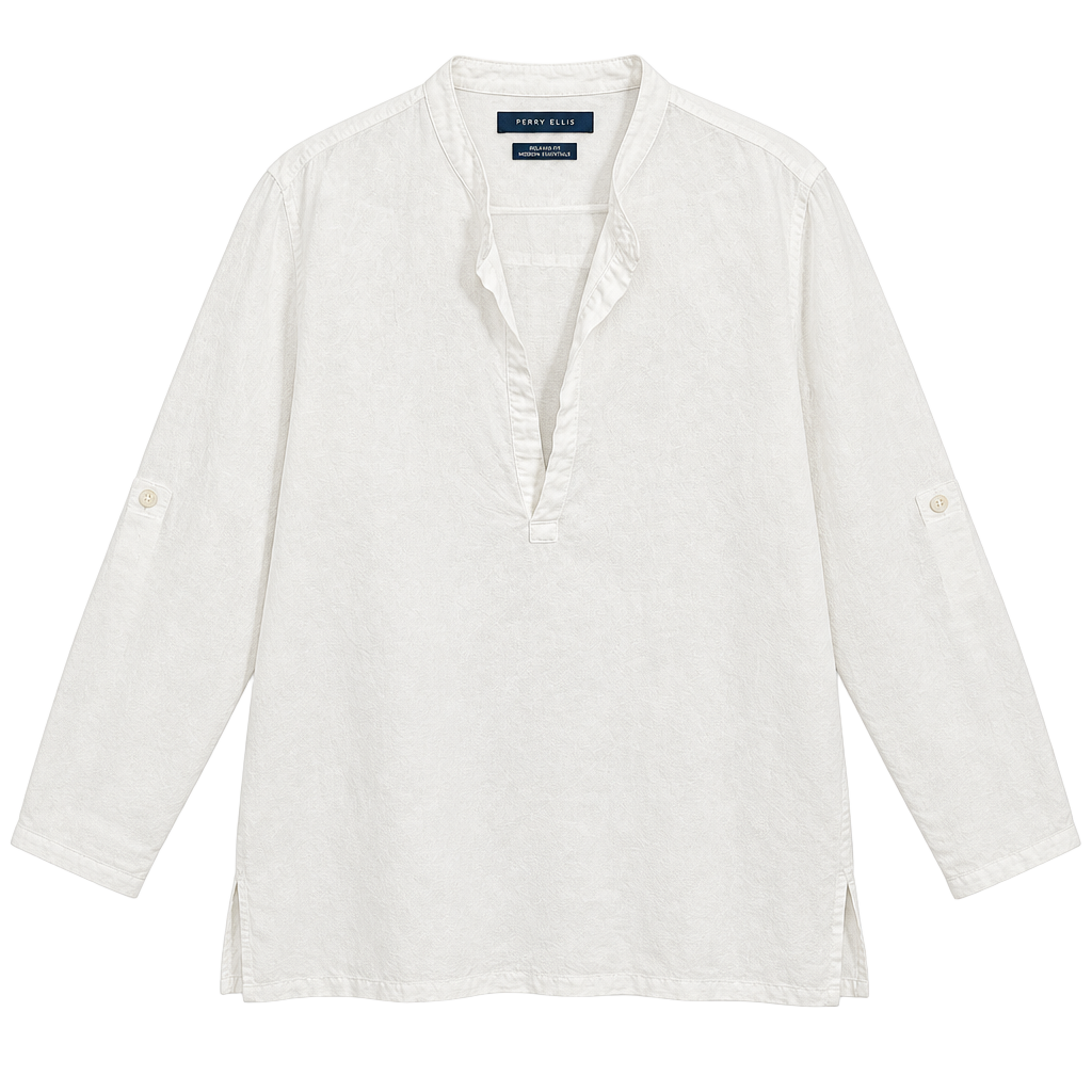 Perry Ellis Men's Long-Sleeve Solid Linen Cotton ... 1