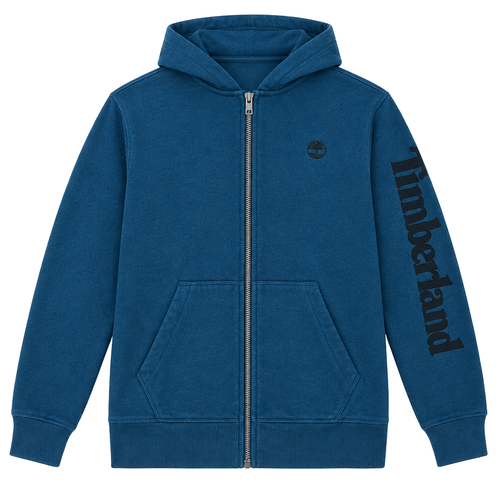 Timberland Full Zip Hoodie Size XL 18-20 Blue Cotton Blend 1