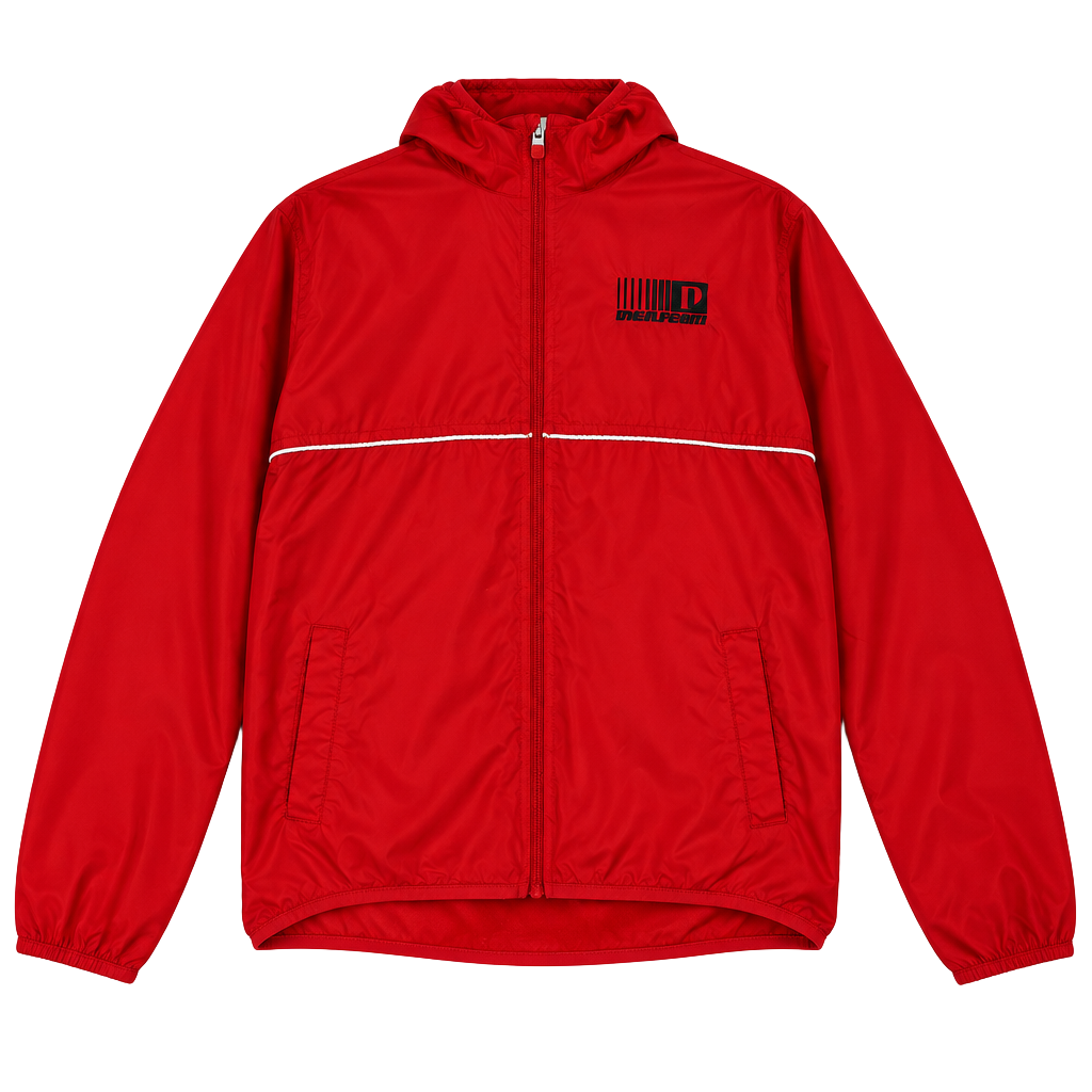 Insulfoam Windbreaker Jacket Size M Red Full Zip Hooded Logo 1