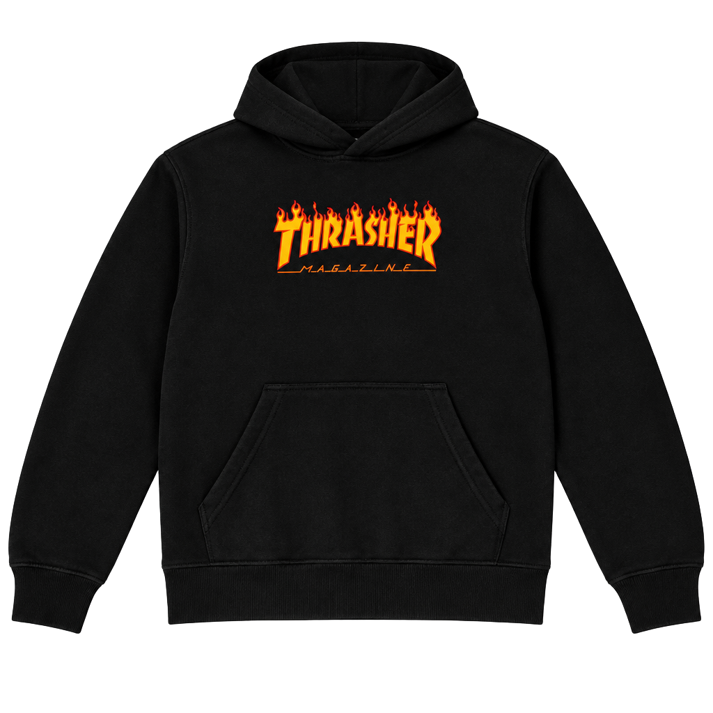 Thrasher Flame Logo Hoodie Size M Black 1