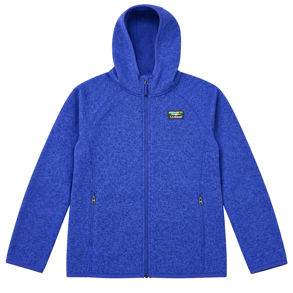 L.L. Bean Kids Sweater Fleece Hooded Jacket Size M 10-12 Purple 1