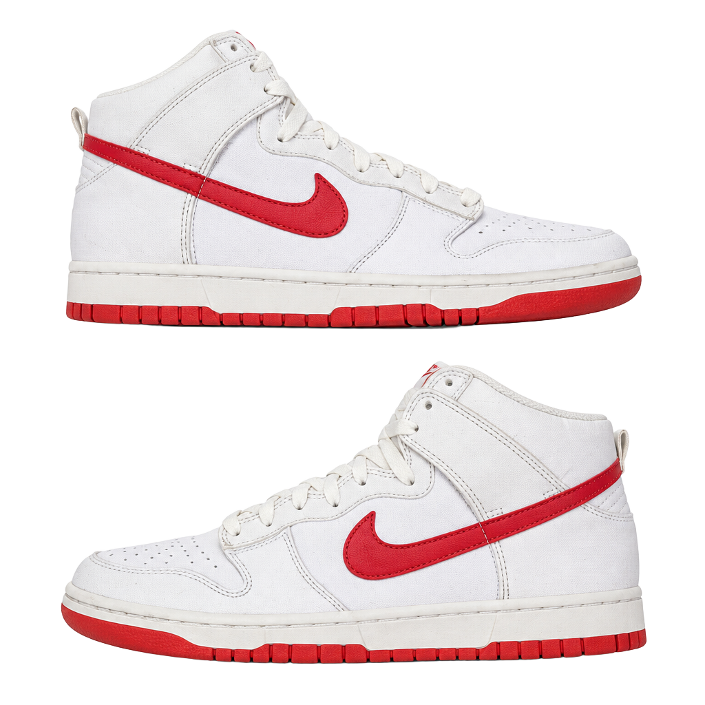 Nike Dunk High White Red Leather Sneakers 1