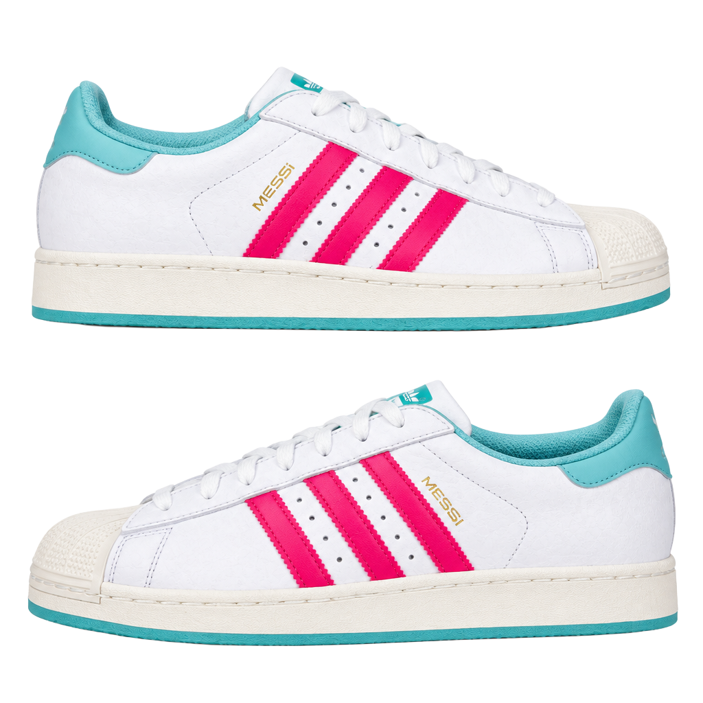 Adidas Superstar Messi Size 10.5 White Lucid Pink Flash Aqua 1