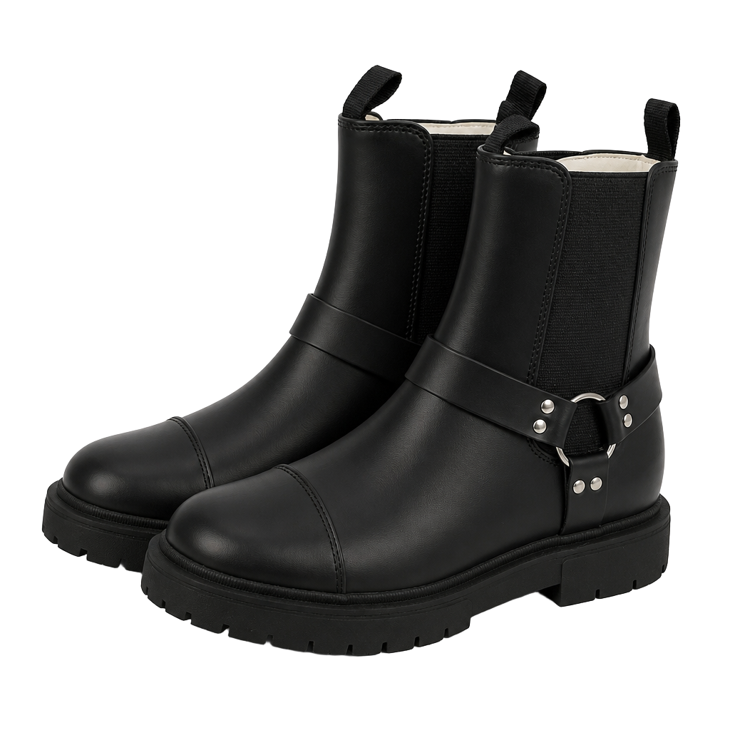 Art Class Kids Crosby Harness Moto Boots - Black 1