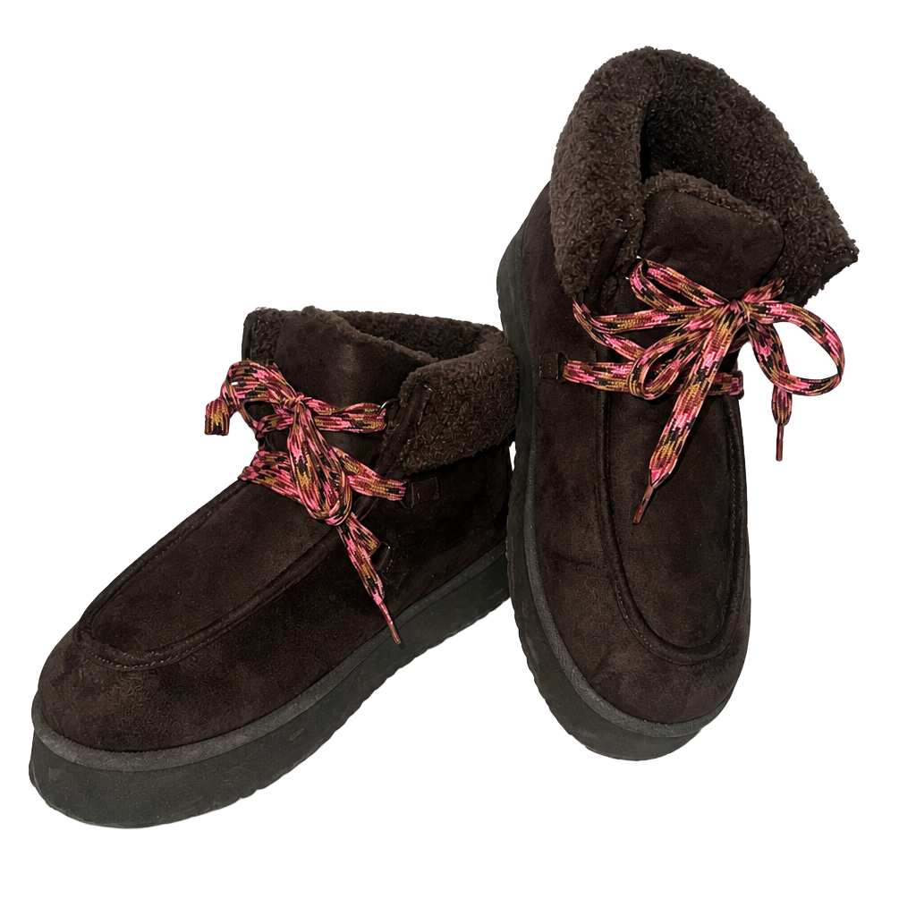 Falls Creek Sloane Brown Faux Fur Lined Platform Ankle Boots Size 11 1