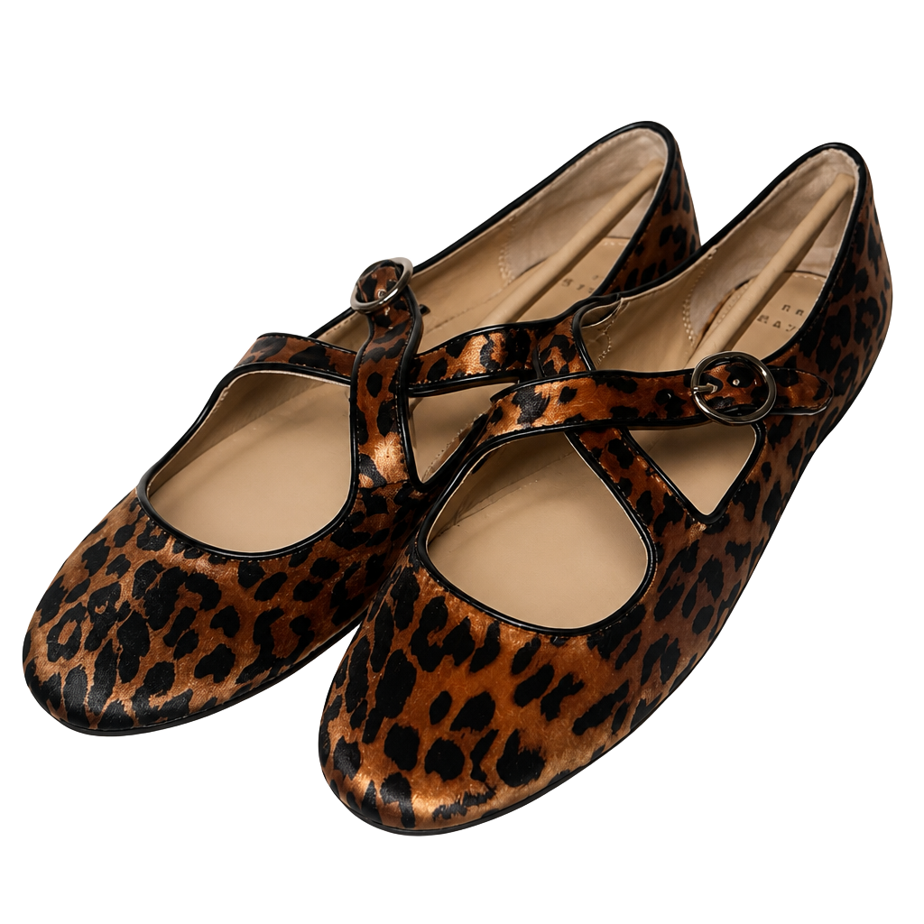 A New Day Leopard Print Cross Strap Mary Jane Flats Size 11 1