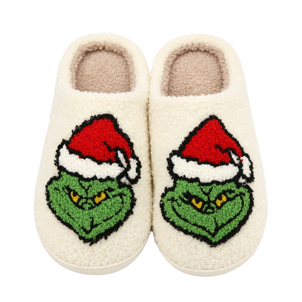 The Grinch Christmas Plush Sherpa Slip-On House Slippers 1