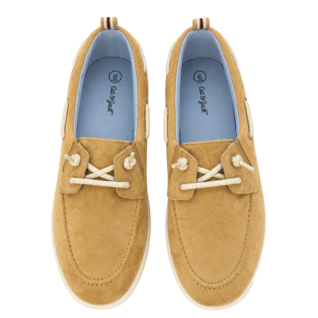Cat & Jack Boys Reece Slip-On Boat Shoes Suede Beige Size 6 1