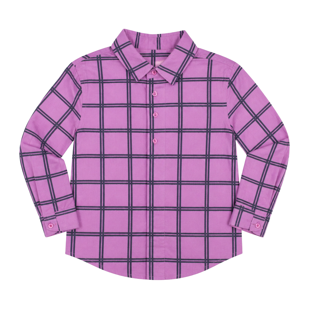 Cotton Stuff Pink and Black Plaid Long Sleeve Button Down Shirt 1