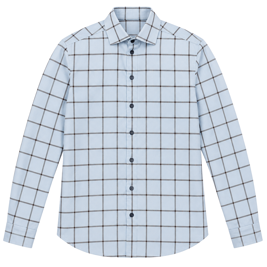 Hammer Made Plaid Dress Shirt Light Blue Check Long Sleeve 1