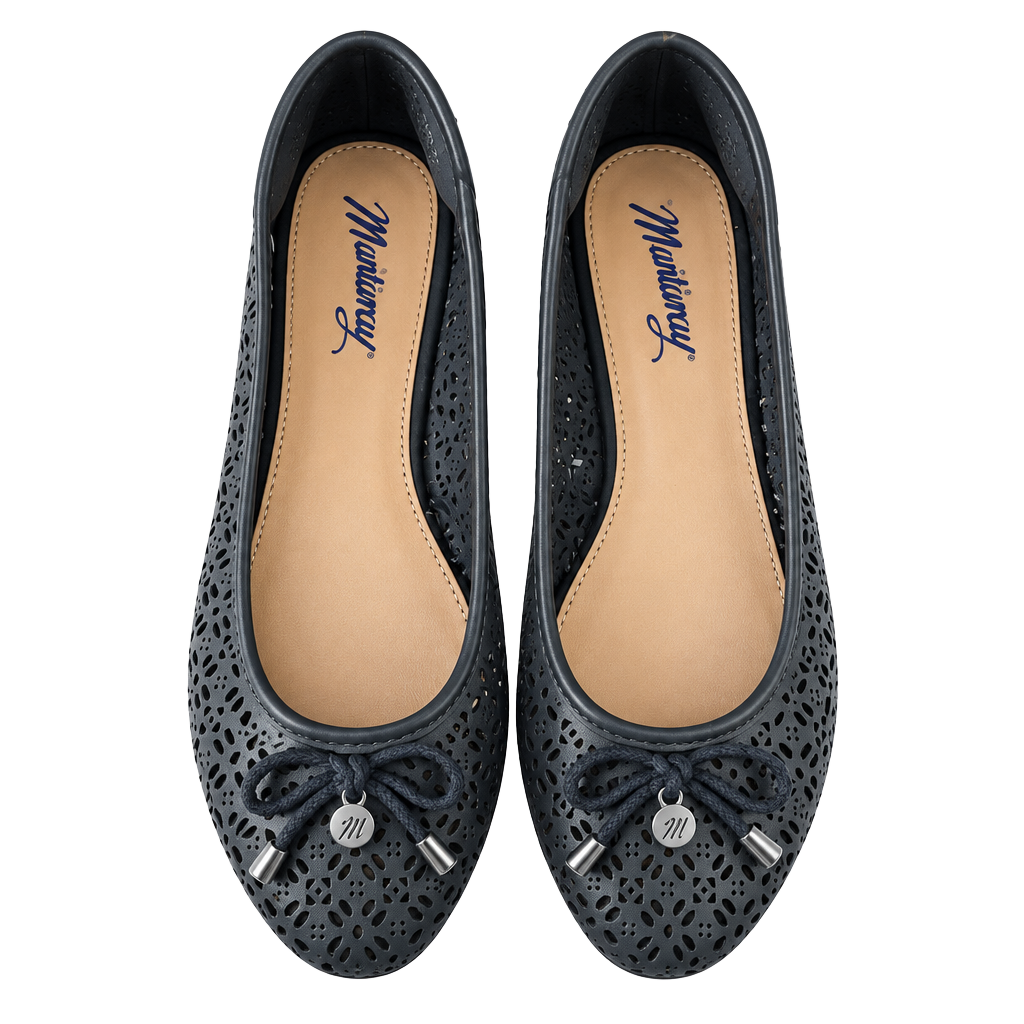 Mantarray Cut Out Ballet Flats Size 6-6 1/2 US Navy Blue Leather 1